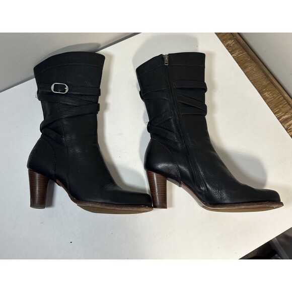 UGG Caroline High Heel Black Leather Side Zip Winter Boots Womens Sz 9 - Picture 7 of 11